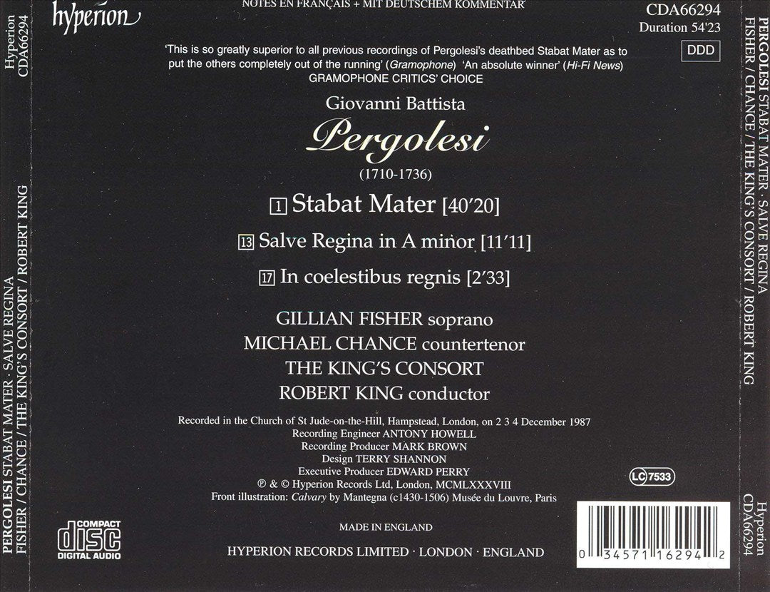 Pergolesi: Stabat Mater; Salve Regina; In Coelestibus Regnis cover art