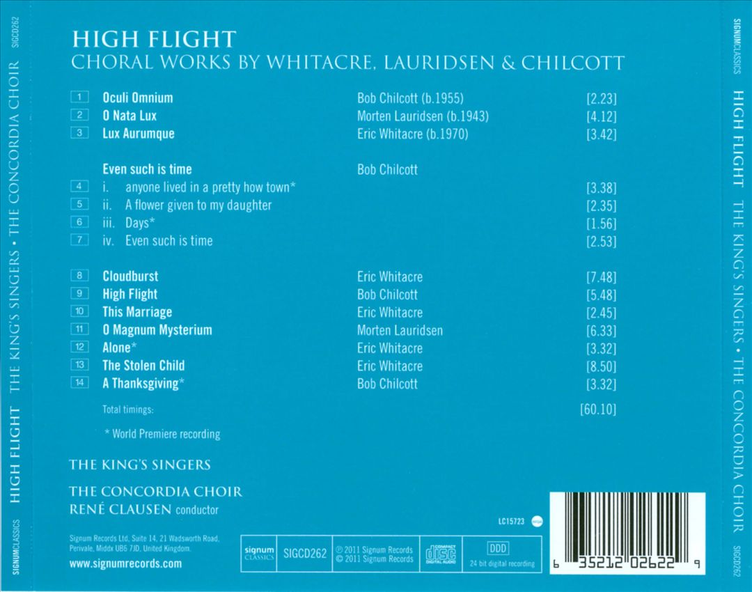 High Flight: Choral Music by Whitacre, Lauridsen, Chilcott cover art