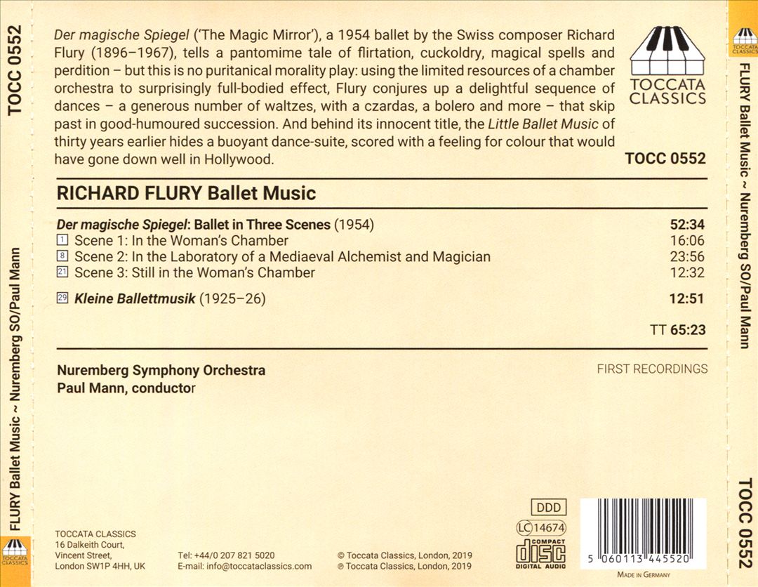Richard Flury: Der Magische Spiegel - Ballet in Three Scenes; Kleine Ballettmusik cover art