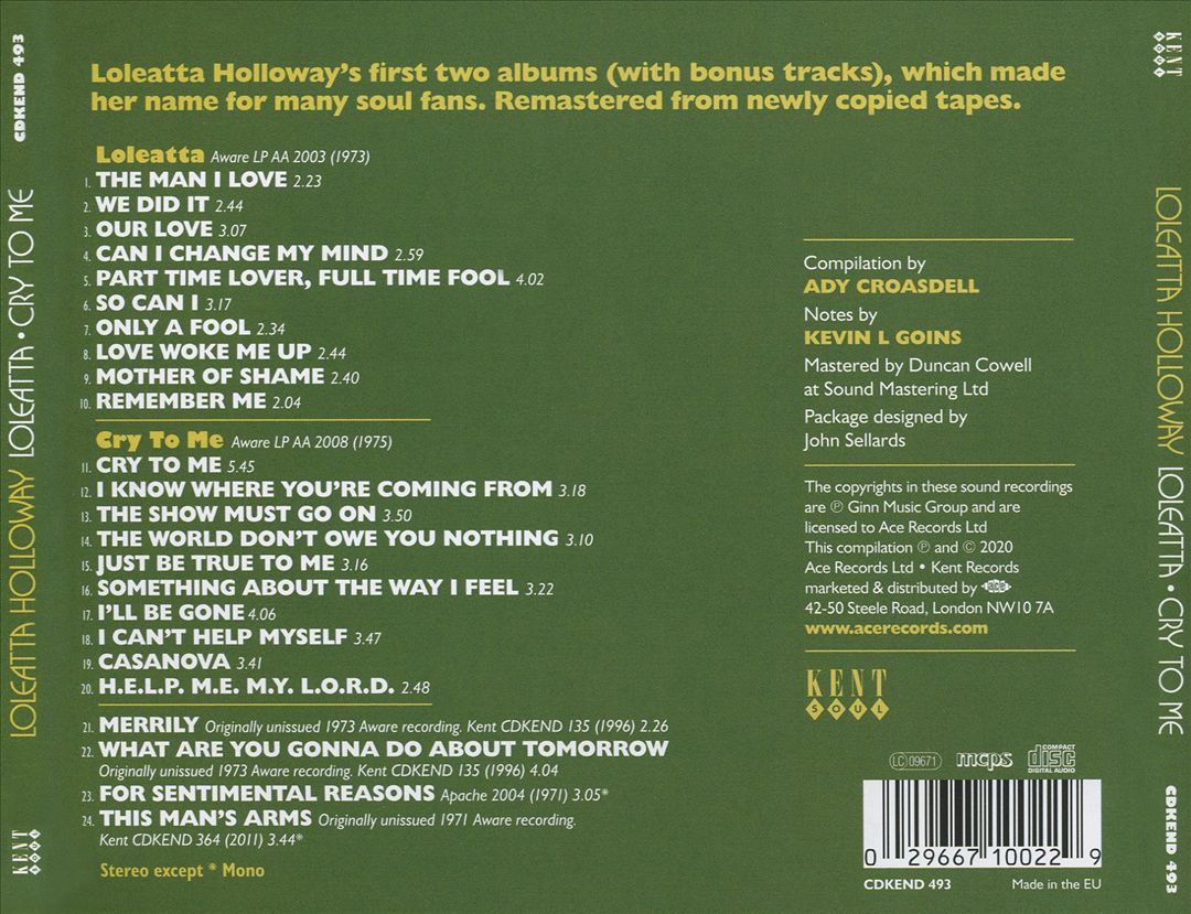 Loleatta/Cry to Me cover art