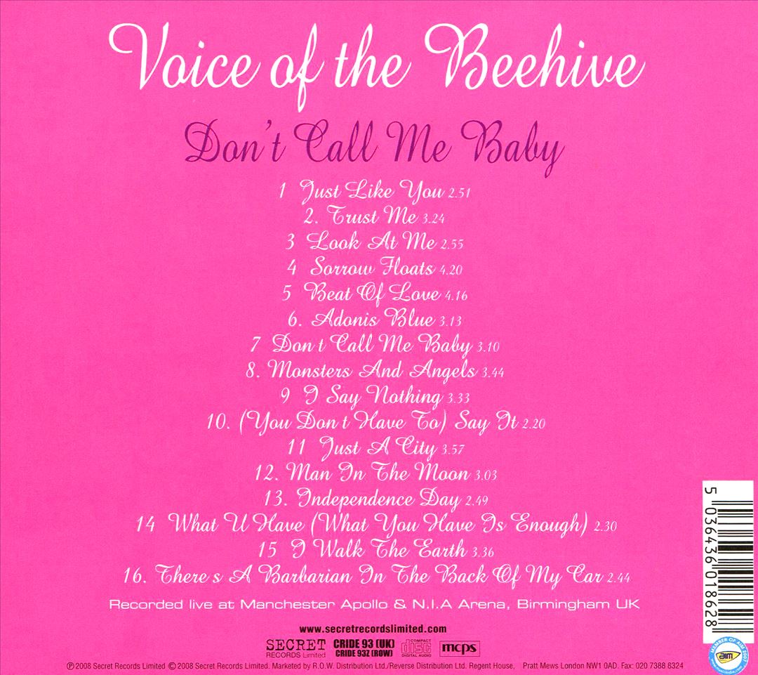 Don't Call Me Baby Live cover art