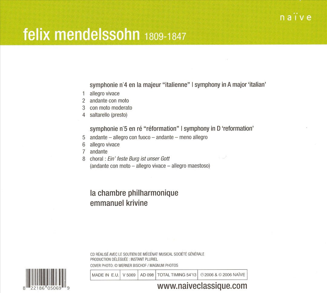Mendelssohn: Symphonies Italienne, Réformation cover art