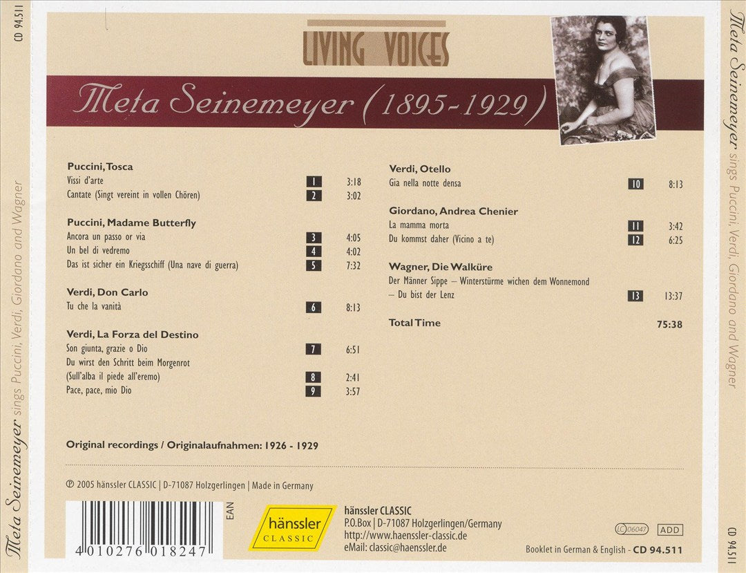 Meta Seinemeyer Sings Puccini, Verdi, Giordano, Wagner cover art