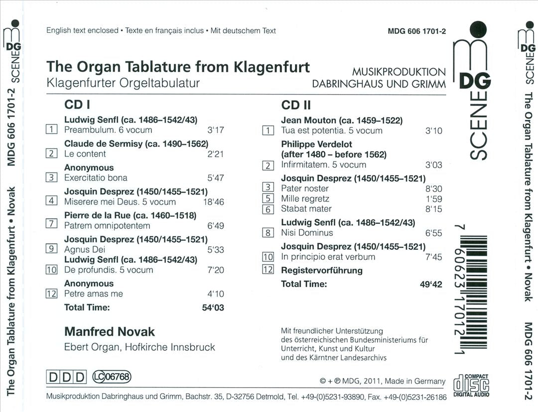 Organ Tablature from Klagenfurt cover art