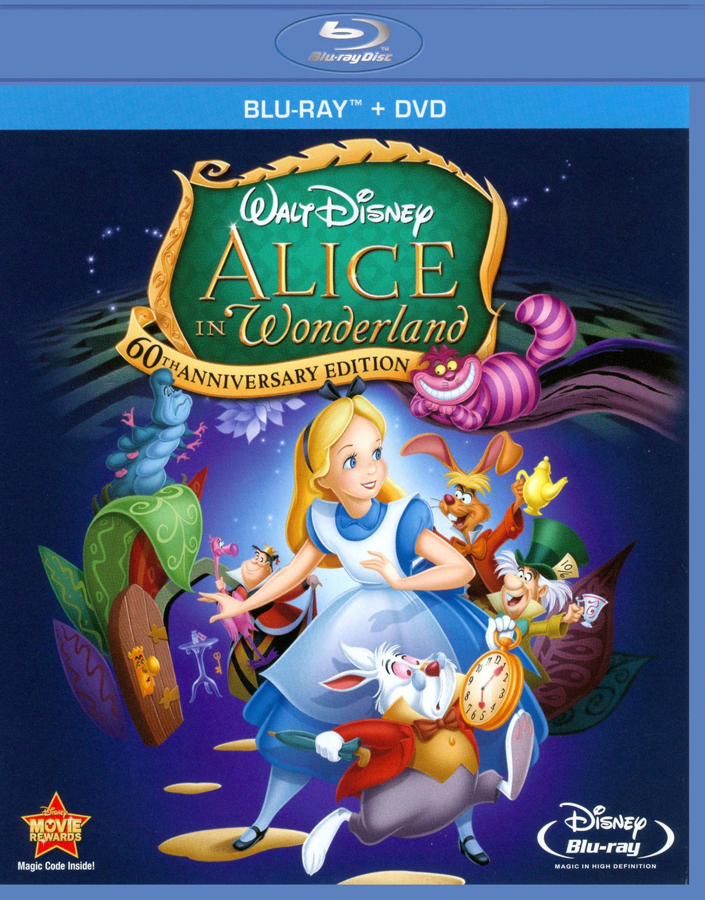 Alice in Wonderland [60th Anniversary Edition] [2 Discs] [Blu-ray/DVD] cover art