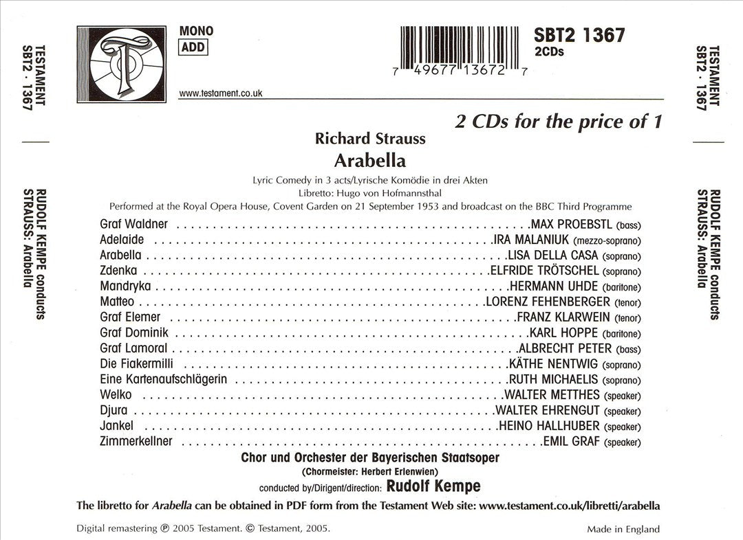 Richard Strauss: Arabella cover art