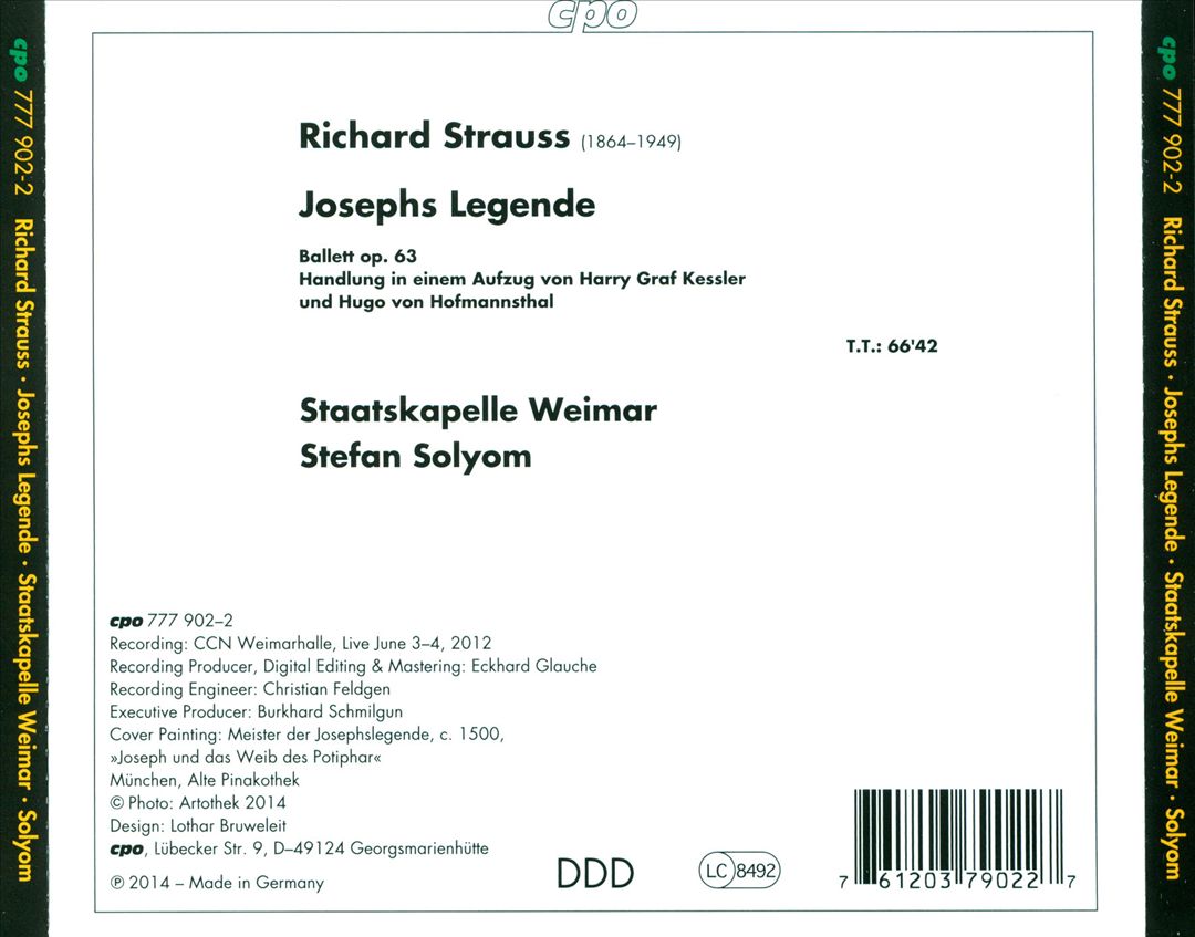 Strauss: Josephs Legende cover art