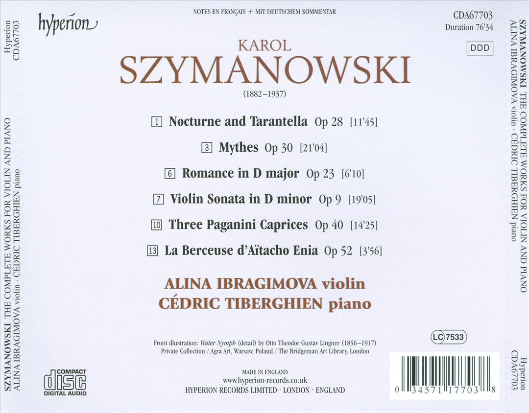Szymanowski: The Complete Music for Violin & Piano cover art