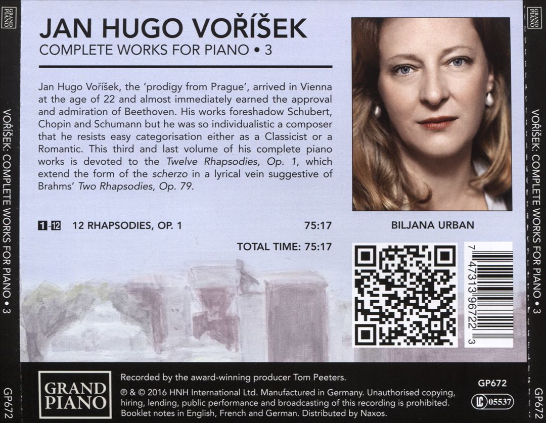Vorísek: Complete Works for Piano, 3 - 12 Rhapsodies cover art