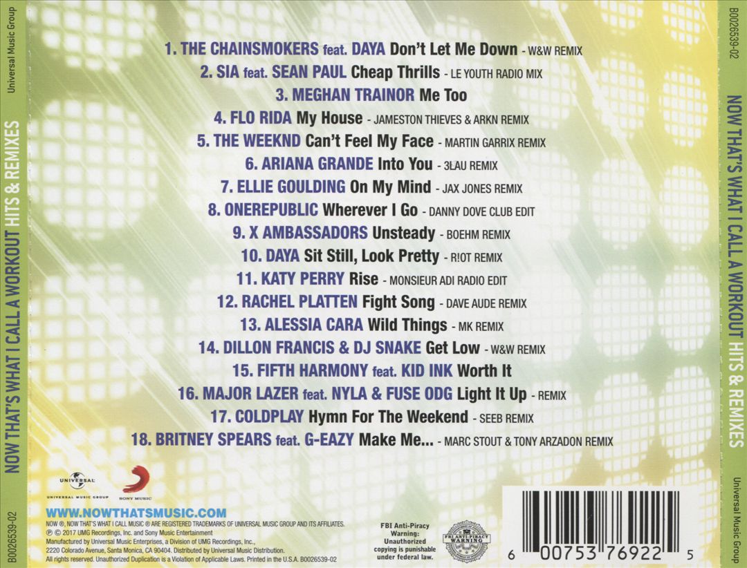 NOW Workout Hits & Remixes cover art