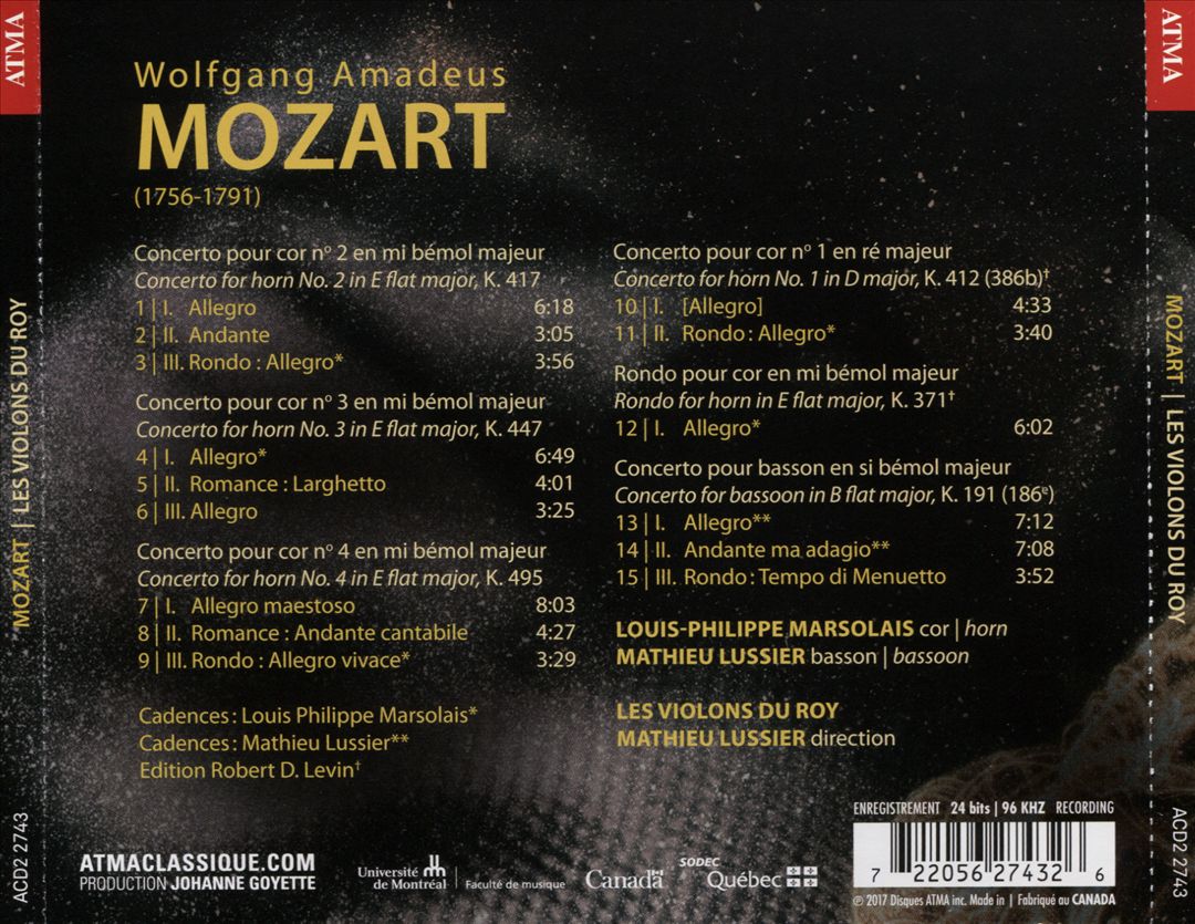 Mozart: Concertos for horn; Concerto for bassoon cover art