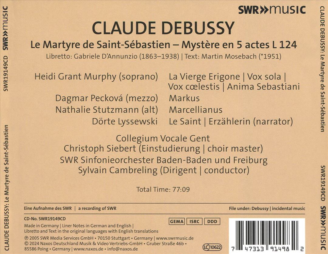 Claude Debussy: Le Martyre de Saint-Sébastien cover art