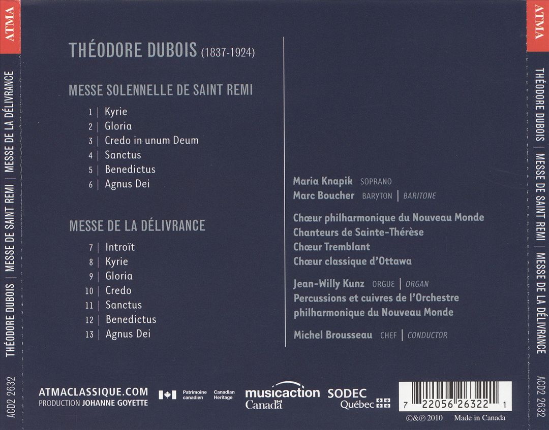 Théodore Dubois: Messe solennelle de saint Remi; Messe de la Déliverance cover art