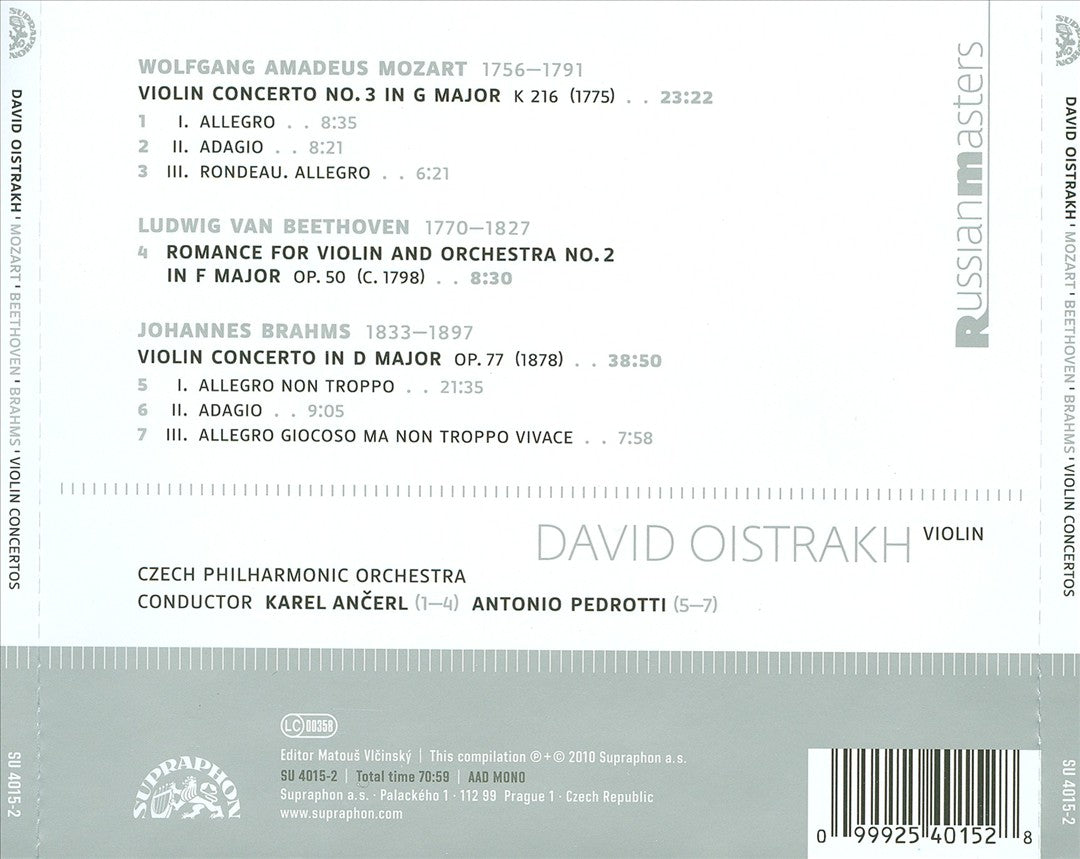 David Oistrakh Plays Mozart, Beethoven, Brahms & Others cover art