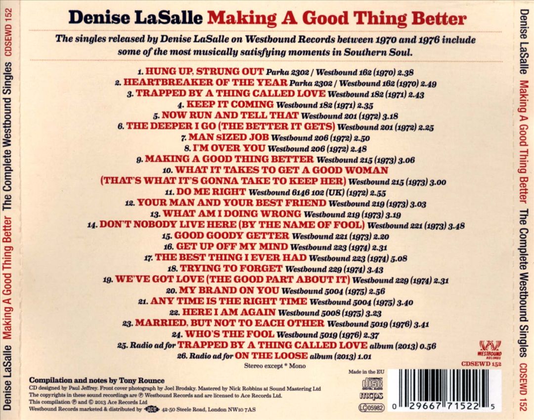 Making a Good Thing Better: The Complete Westbound Singles 1970-76 cover art