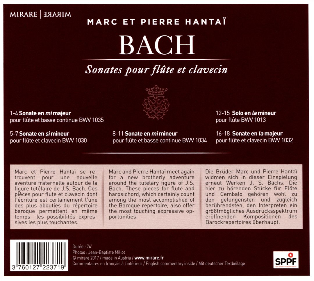 Bach: Sonates pour flûte et clavecin cover art