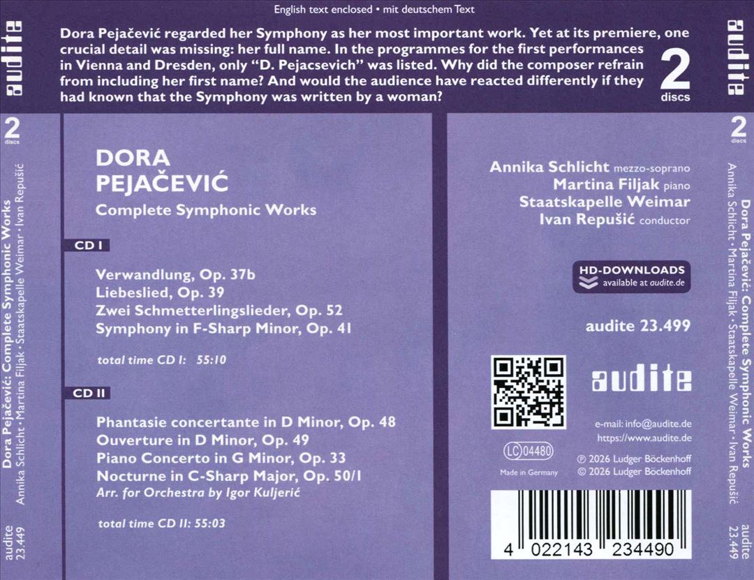 Dora Pejacevic: Complete Symphonic Works cover art