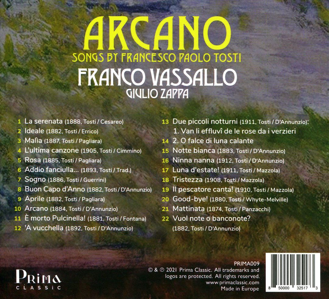 Arcano: Songs by Francesco Paolo Tosti cover art