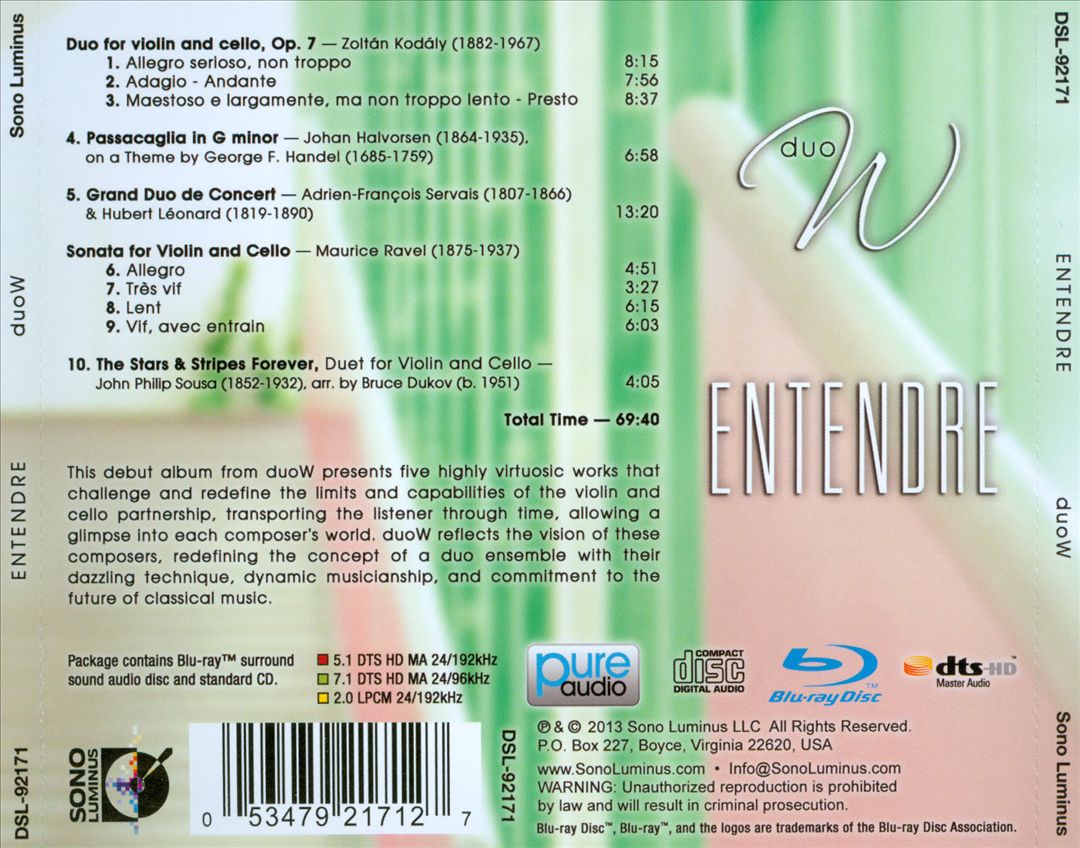 Entendre [Blu-Ray Audio+CD] cover art