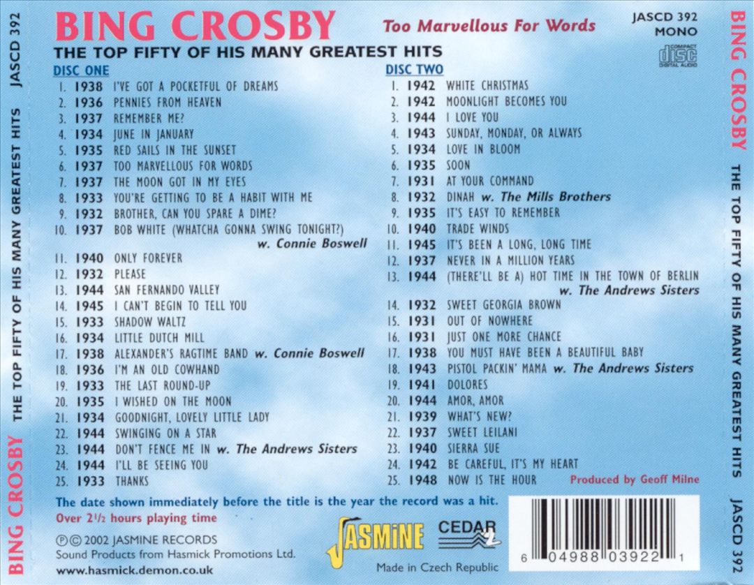 Too Marvellous for Words: The Top Fifty of His Many Greatest Hits [2002] cover art