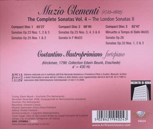 Clementi: The Complete Sonatas, Vol. 4 - The London Sonatas II cover art