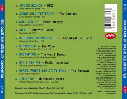 Billboard Top Modern Rock Tracks 1990 cover art