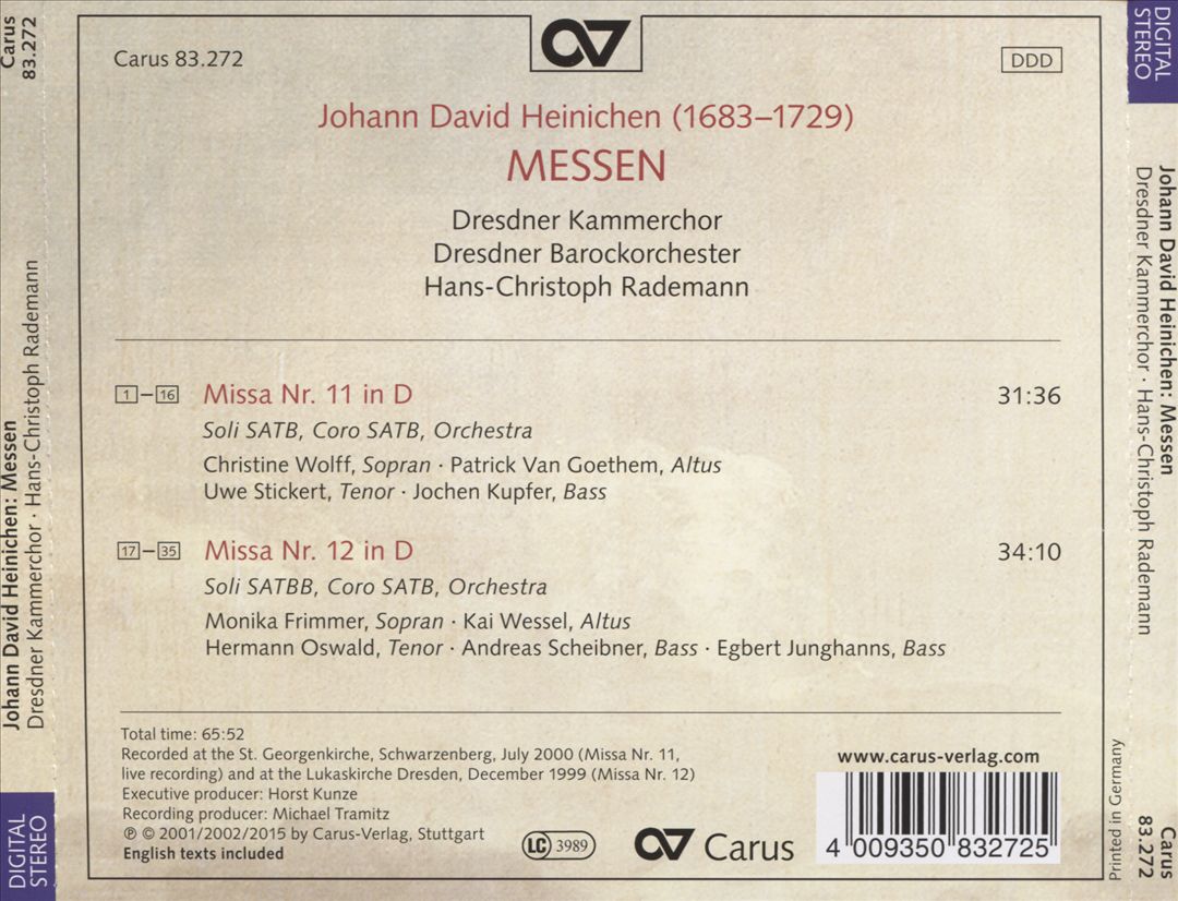 Johann David Heinichen: Messen cover art