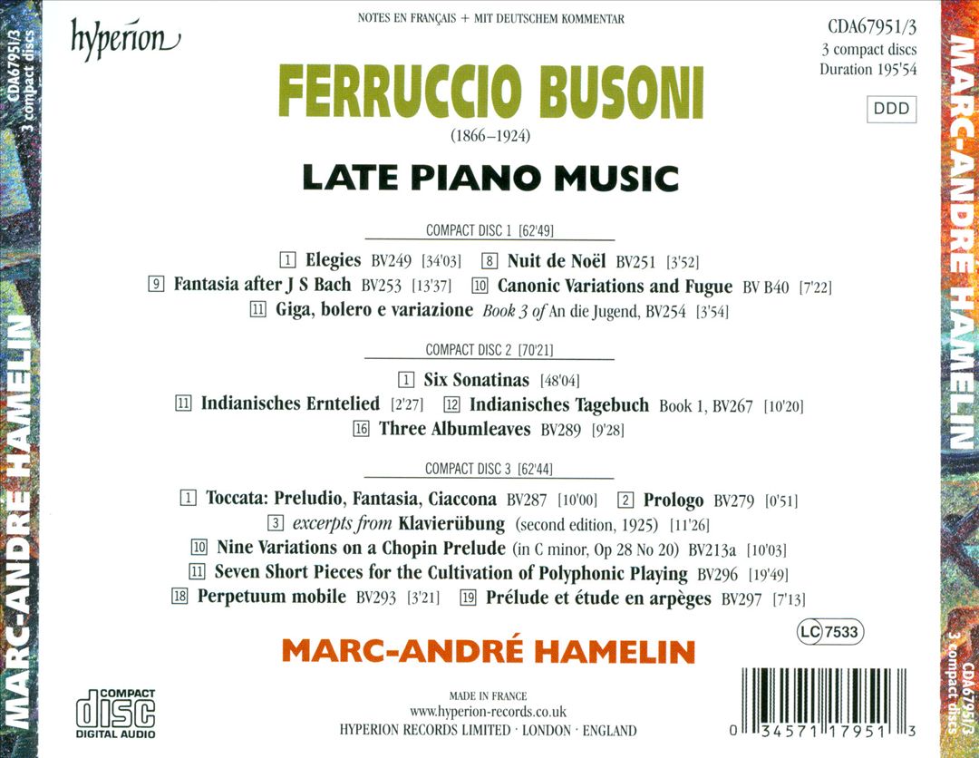 Busoni: Late Piano Music cover art