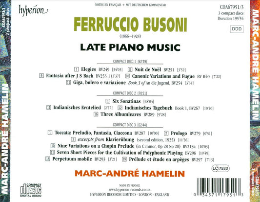 Busoni: Late Piano Music cover art