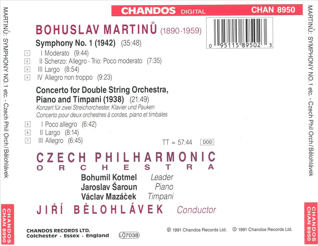 Martinu: Symphony No. 1; Double Concerto cover art