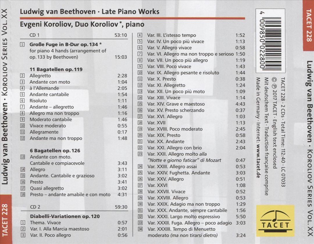 Late Piano Works by Ludwig van Beethoven cover art