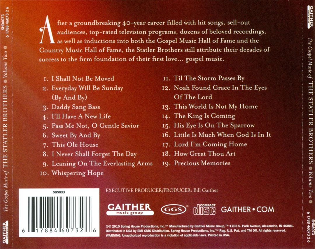 Gospel Music of the Statler Brothers, Vol. 2 cover art