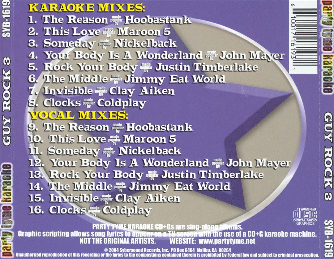 Party Tyme Karaoke: Guy Rock, Vol. 3 cover art