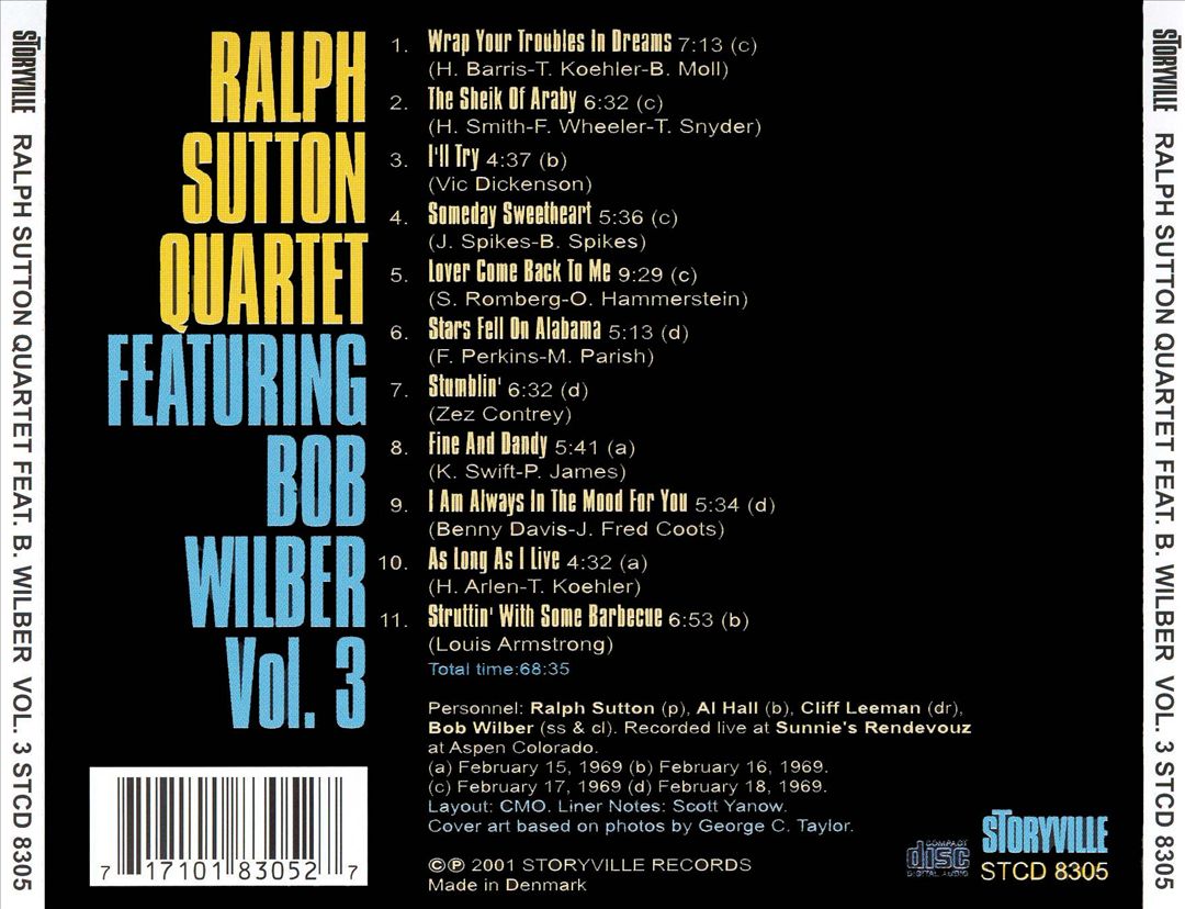 Ralph Sutton Quartet Featuring Bob Wilber, Vol. 3 cover art