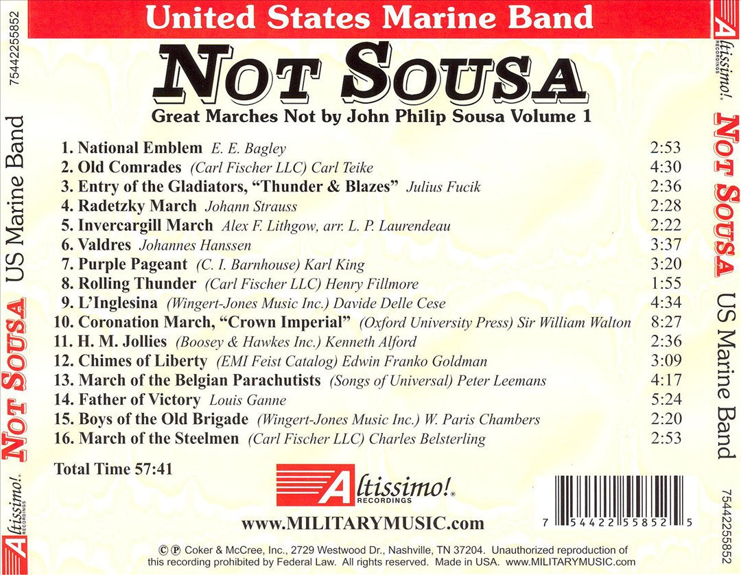 Not Sousa: Great Marches Not by John Philip Sousa, Vol. 1 cover art