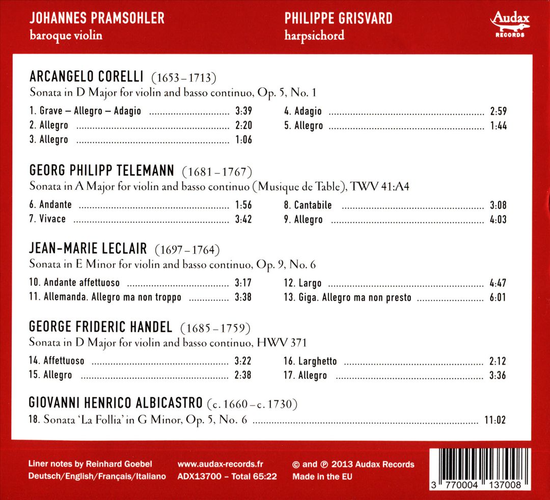 Corelli, Telemann, Leclair, Handel, Albicastro cover art
