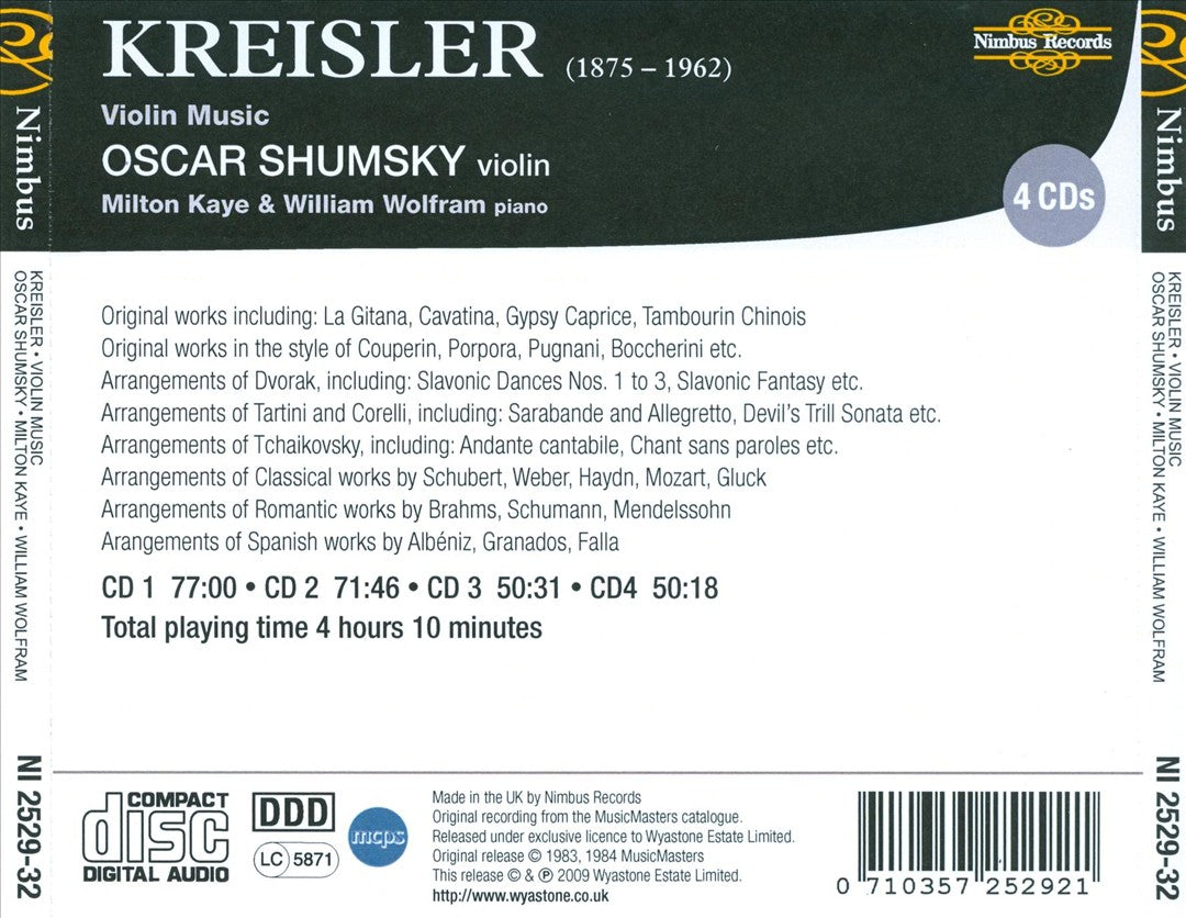 Kreisler: Violin Music cover art