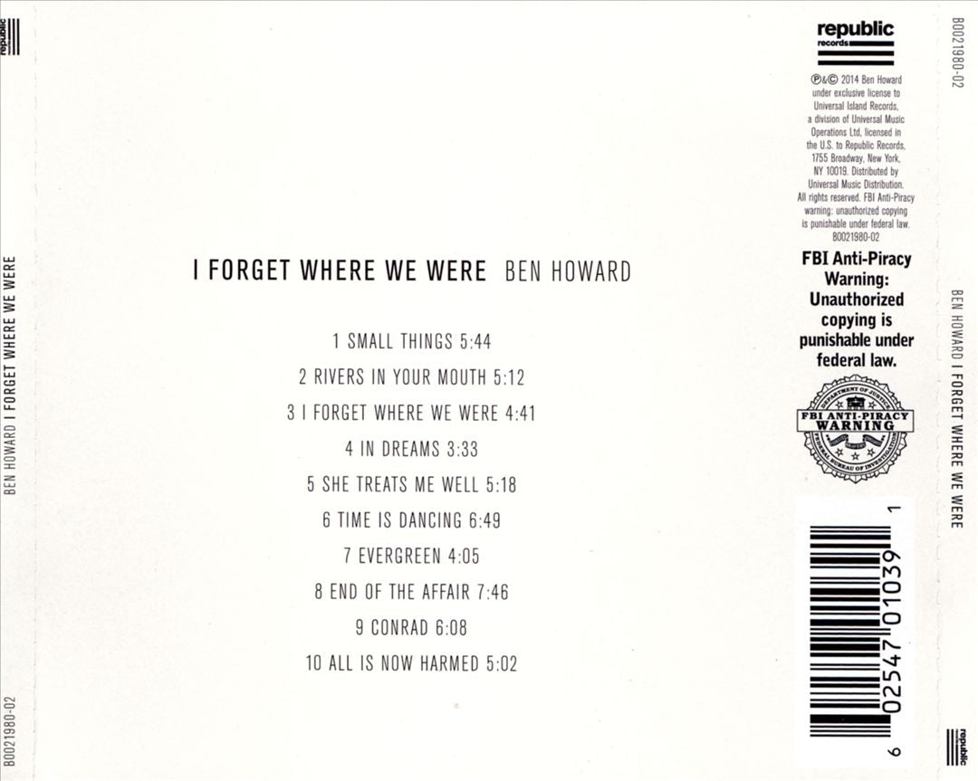 I Forget Where We Were cover art