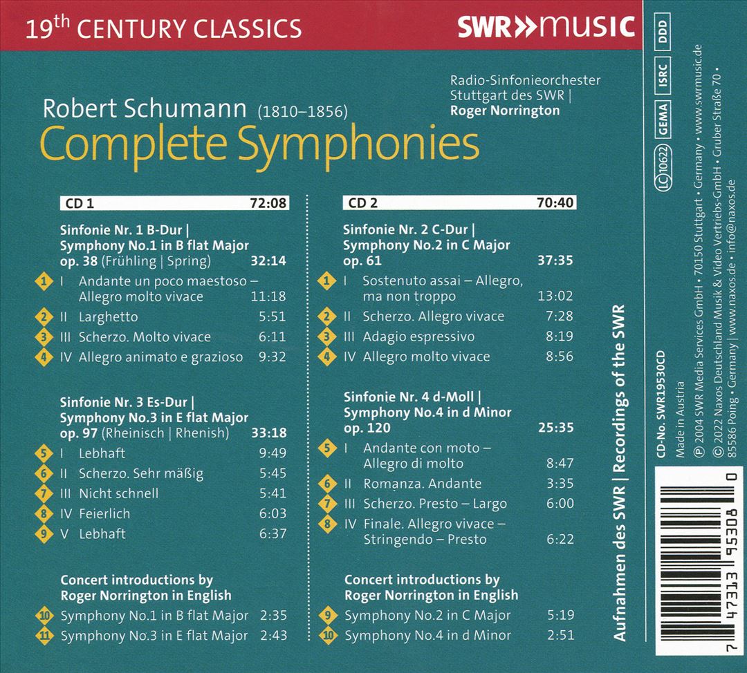 Robert Schumann: Complete Symphonies cover art