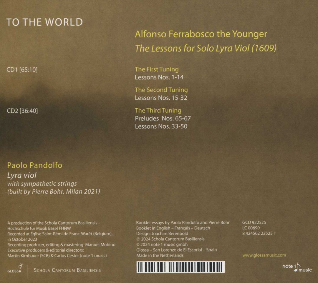 To the World: Alfonso Ferrabosco the Younger - The Lessons for Solo Lyra Viol cover art