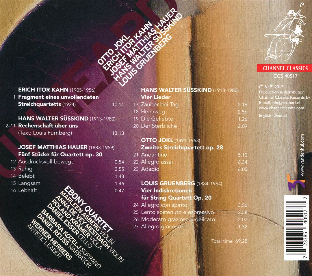 Unheard: Otto Jokl, Erich Itor Kahn, Josef Matthias Hauer, Hans Walter Süsskind, Louis Gruenberg cover art