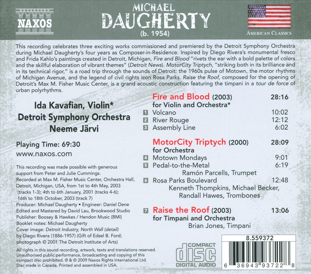 Michael Daugherty: Fire and Blood; MotorCity Triptych; Raise the Roof cover art