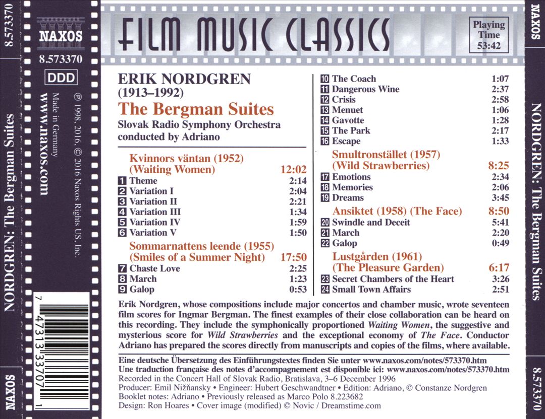 Bergman Suites: The Classic Film Music of Eric Nordgren cover art