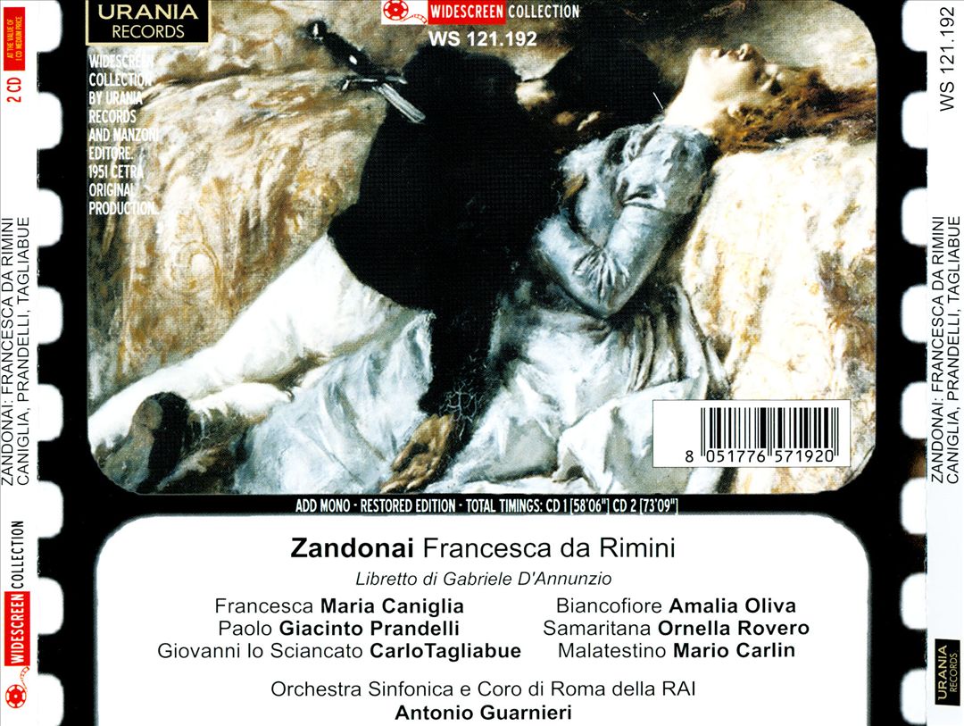 Riccardo Zandonai: Francesca da Rimini cover art