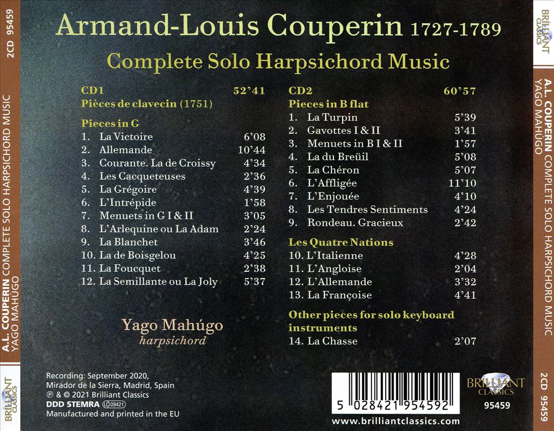 Armand-Louis Couperin: Complete Solo Harpsichord Music cover art