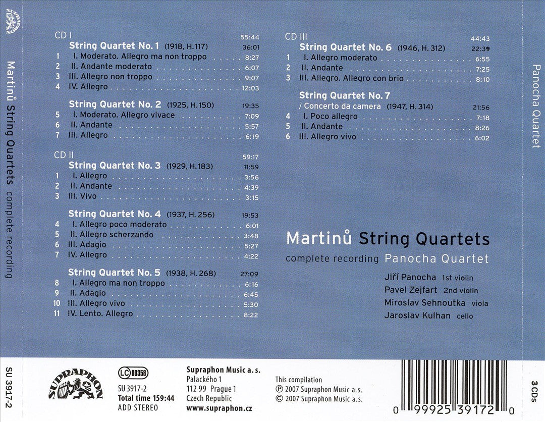 Martinu: Complete String Quartets cover art