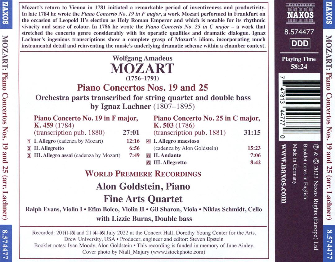 Mozart: Piano Concertos Nos. 19 & 25 (arr. Ignaz Lachner) cover art