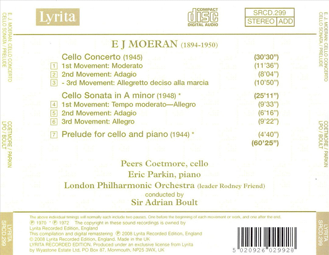 E. J. Moeran: Cello Concerto; Cello Sonata; Prelude cover art
