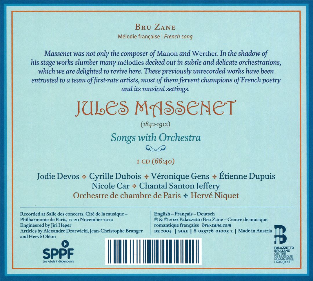 Jules Massenet: Songs with Orchestra cover art