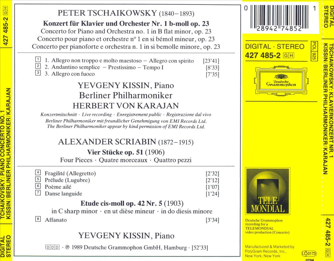 Tschaikowsky: Piano Concerto No. 1 cover art